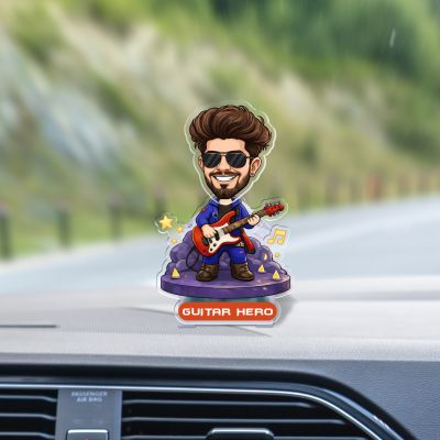 Personalized Guitar Hero Bobblehead Caricature for Home, Living Room & Bedroom Decoration, Battery Powered with Shaking Head Figure Gift for Guitar Lover & Music Lover